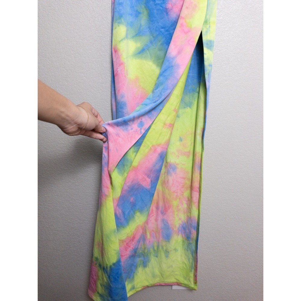 Bronx and Banco Daphnie Tie Dye Cutout Maxi Dress M Sleeveless Front Twist Slit - Picture 8 of 11